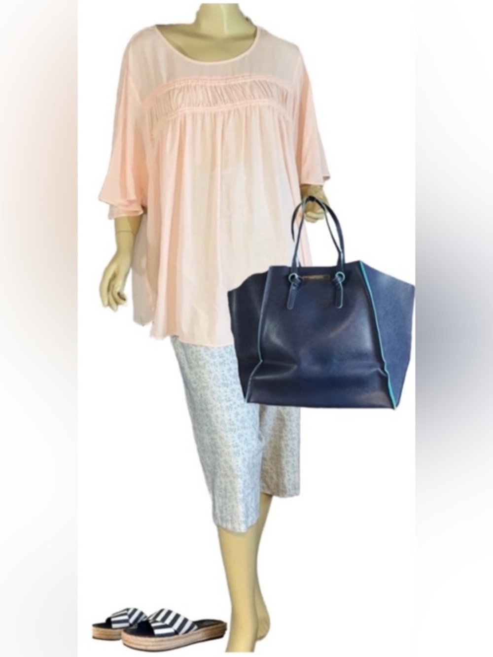 VALERIE STEVENS BLUSH PINK FLOWY TUNIC BLOUSE NWT (3X)